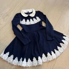 ネイビー 長袖ワンピース