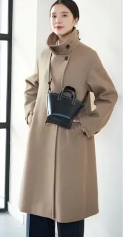 green label relaxingメルトンスタンドカラーコートモカベージュ