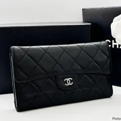 シャネル✨マトラッセ✨ラムスキン✨ブラック✨三つ折り財布　51