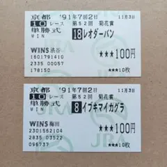 【レア】 1991年菊花賞・レオダーバン的中馬券・イブキマイカグラ レア】 1991年菊花賞・レオダーバン的中馬券・イブキマイカグラ - メルカリ
