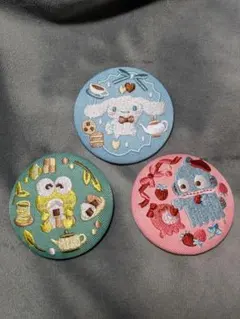 サンリオキャラクターズ刺繍缶バッチ　3個セット