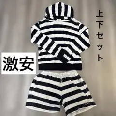 ダブル　DOWBL ストライプ フード付き ルームウェアセット　パーカー