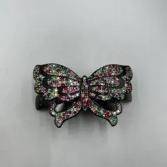 251ヴィンテージ　AZNAVOUR 蝶の形ヘアクリップ ストーン付き