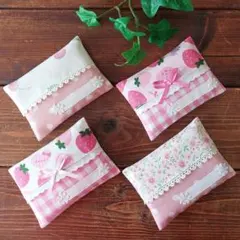 ハンドメイド　⑩ミニポケットティッシュケース4枚セット　ポケットティッシュカバー