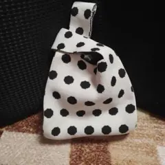 新品水玉模様ミニトートバック　 水玉ニットハンドバッグ エコバック