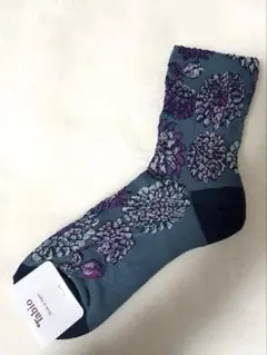 Tabio レディース花柄ソックス グリーン系22.5〜24.5