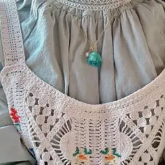 2way ドライフラワーの青い薔薇バラと淡水パールのネックレス～ブルー ローズ