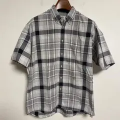 LACOSTE ラコステ グレー系チェック 半袖シャツ ボタンダウン サイズ42