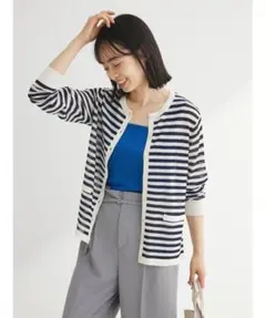 chocol raffine UVカット加工・接触冷感 ボーダーカーディガン