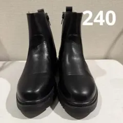 綿入りで秋冬快適｜CIRCLE 合成皮革ショートブーツ（24.0cm・ブラック）