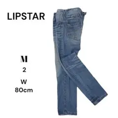 リップスター　デニムパンツ　ダメージ加工　ストレート【M】インディゴブルーのサムネイル