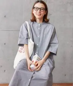 【極美品】 PAR ICI ギンガムチェック BIGシャツワンピース ブラックのサムネイル