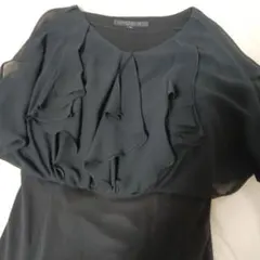 美品　マテリア　黒シフォンフリル切り替えワンピースのサムネイル