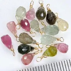 サービス品＊マルチカラートルマリンのブリオレットカットチャームセットq54