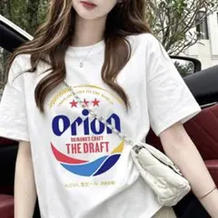 Orionビール フロントプリント 半袖Tシャツ ホワイト