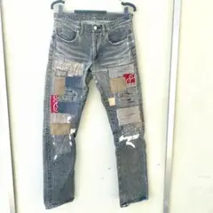 GOWEST パッチワークダメージデニム　ブラック　ハンドメイド　③
