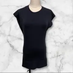 1度着用 YOKOCHAN 38トップス カットソー Tシャツ ヨーコチャン 黒 yocochanヨーコチャン黒トップスノースリーブ38チュニックVネック