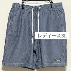 デニム調ハーフパンツ ストライプ柄 レディース3L LOGOSDAYSのサムネイル