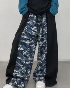 古着リメイク パンツ 迷彩柄 切り替えワイドパンツ