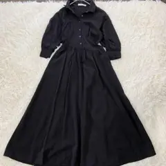 LILLIAN CARAT リリアンカラット　編み上げシャーリングワンピース