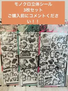 残り7セット！！モノクロ立体シール3枚セット　しんちゃん