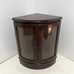 こ*う様 karimoku カリモク コーナーラック 三角棚 ラタン扉 昭和レト Karimoku カリモク 三角コーナータイプ 電話台 花台 収納棚 ビンテージ