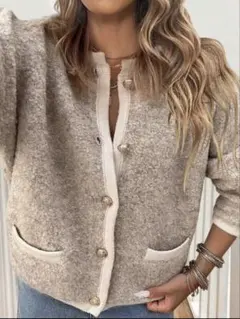 ニット　カーディガン　シーイン