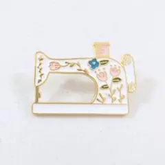 ミシン ピンズ・昭和 レトロ 手芸 裁縫 花柄 ブローチ f1-2-3162