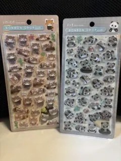 ボンボンドロップシール　パンダ　レッサーパンダシール 2シートセット