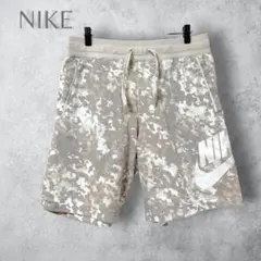 【NIKE ナイキ】　総柄　ハーフパンツ　スウェット生地　グレー　ベージュ　M