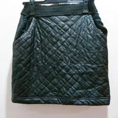 レディース キルティング レザー タイトスカート M 黒