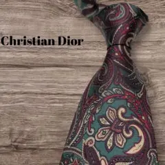 美品 Christian Dior 高級シルク100% ペイズリー柄 ネクタイ