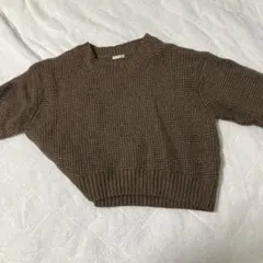 ブラウンリブ編みニットセーター