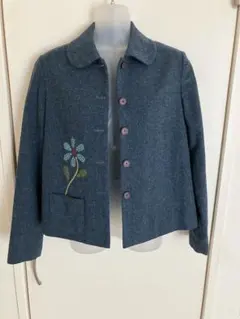 【送料込】ホコモモラ シビラ刺繍入りウール混ショートジャケット 美品 一輪模様のサムネイル
