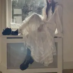 大人可愛い♡ロングレーススカート ふわふわ 広がる パーティーにも最適
