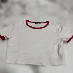 ZARA ホワイト/レッド クロップドTシャツ L