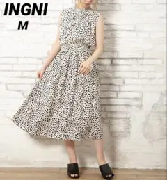 【美品】INGNI イング ノースリーブワンピース ダルメシアン柄 ウエストゴム