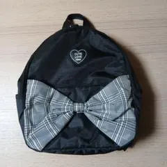 キッズ リュック 女の子 小学生 チェック リボン柄 ブラック
