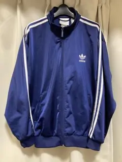 90s adidas トラックジャケット 銀タグ ネイビー