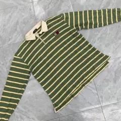 POLO ボーダー ラガーシャツ グリーン イエロー 長袖 160 オシャレ