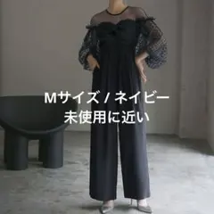 DouDou 24AW フロッキードットパンツドレス ネイビー オケージョン