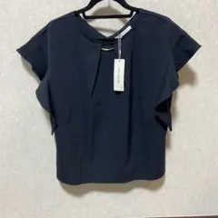 フリル袖ブラウス・ネイビー（L）