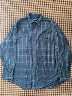 LAND'sEND 緑赤チェック柄長袖シャツ クリスマスカラー