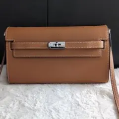 さ様専用ブラウンカラーレザー長財布　ウォレット　斜めがけ