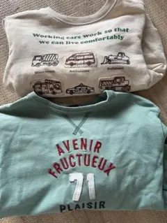 petit main 車イラスト BeBe トレーナー　緑　110 男の子