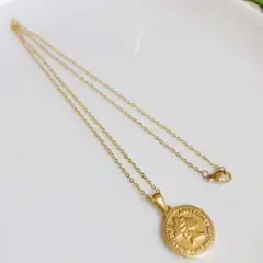 18KGP ステンレス　コイン　両面　ネックレス　イエローゴールド
