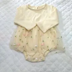 ロンパース・カバーオール 花柄刺繍付き