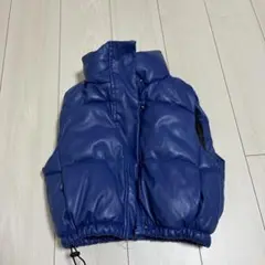 フェイクレザー ダウンベスト ブルーのサムネイル