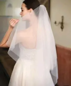 花嫁小物 ホワイト 2層チュールウェディングベール