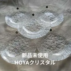 ​【新品未使用】HOYA クリスタル 紫陽花 オーロラ ガラス中皿 5枚セットのサムネイル